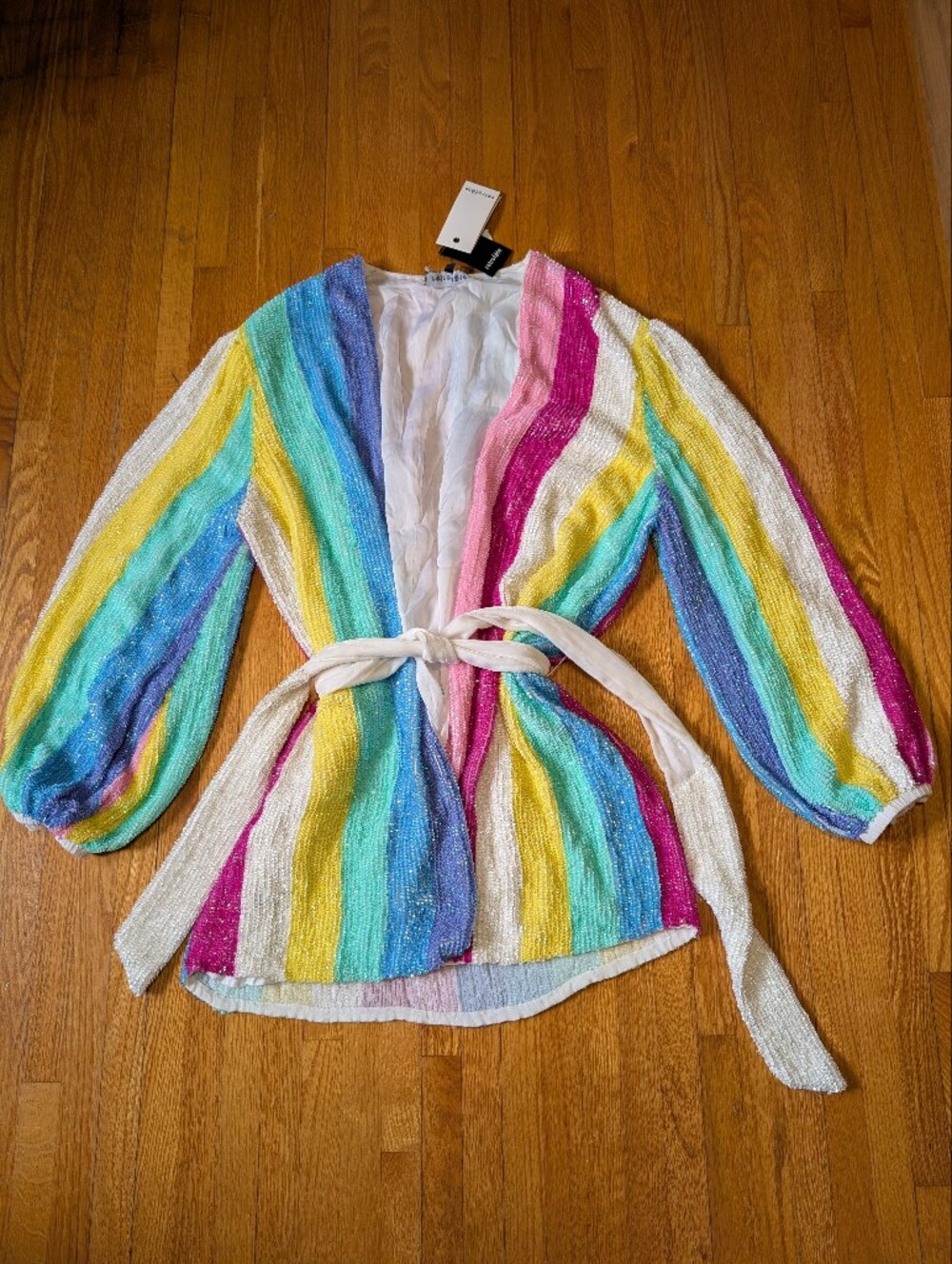 NWT Retrofete Gabrielle Robe Dress Unicorn Stripe Size M (Minor Flaw)